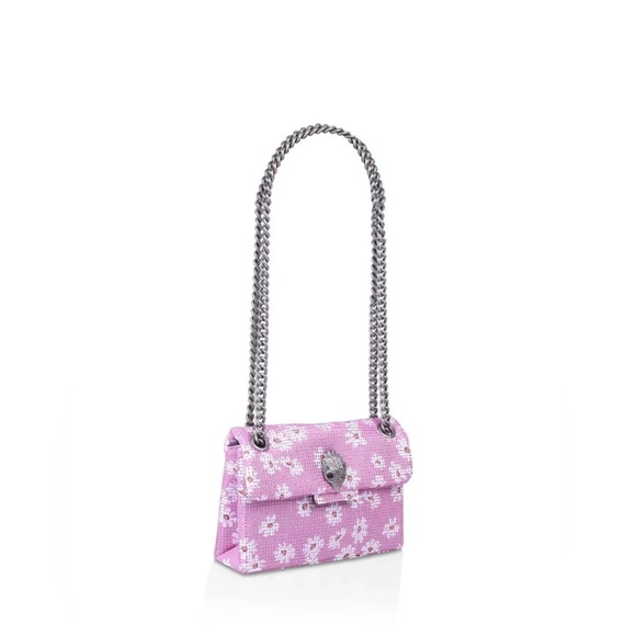 Kurt Geiger London Pink Rhinestone Flower Fabric Mini Kensington Crossbody Bag - Picture 7 of 11